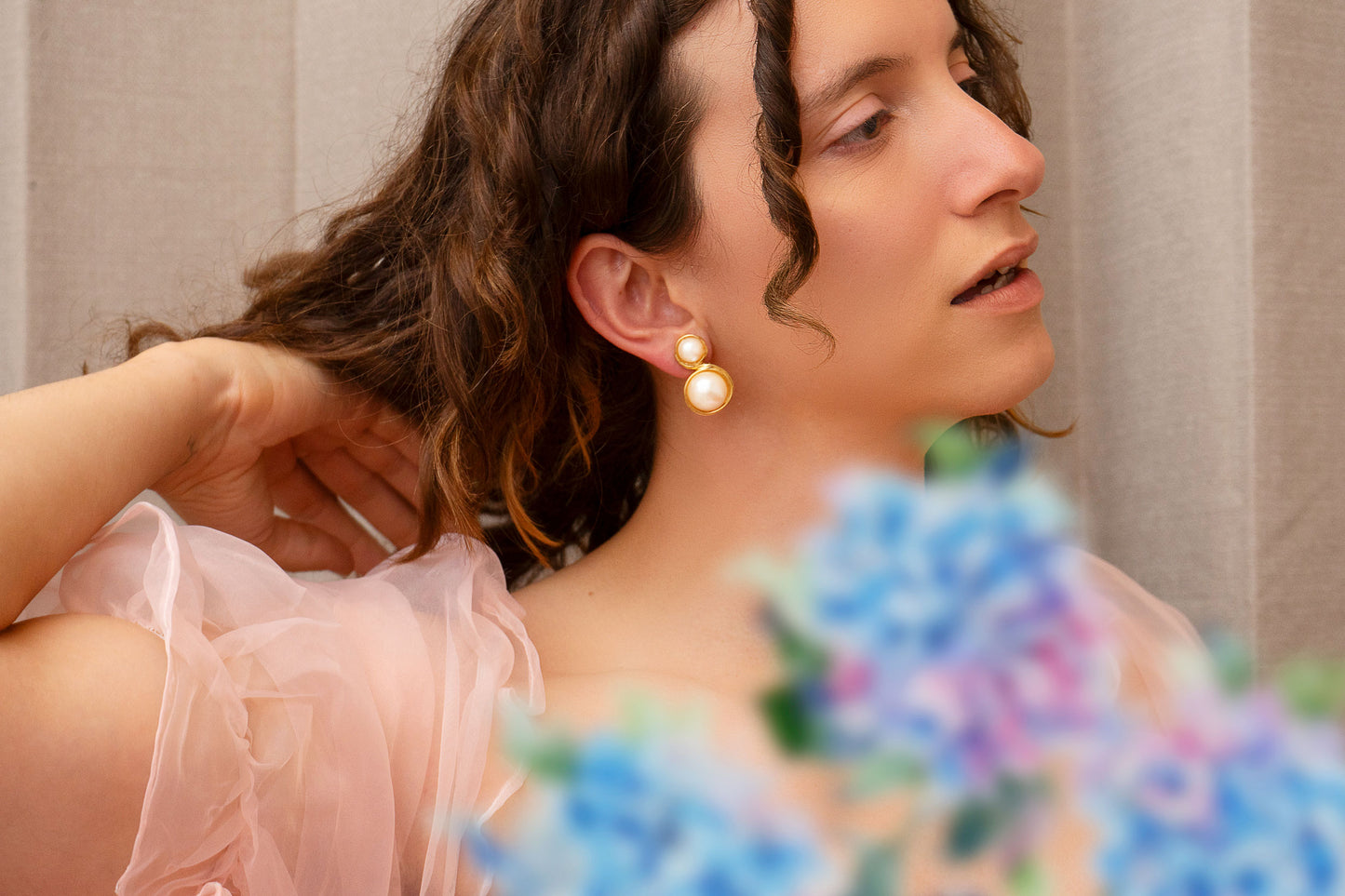 Mother of Pearl Gold Clip On Earrings
