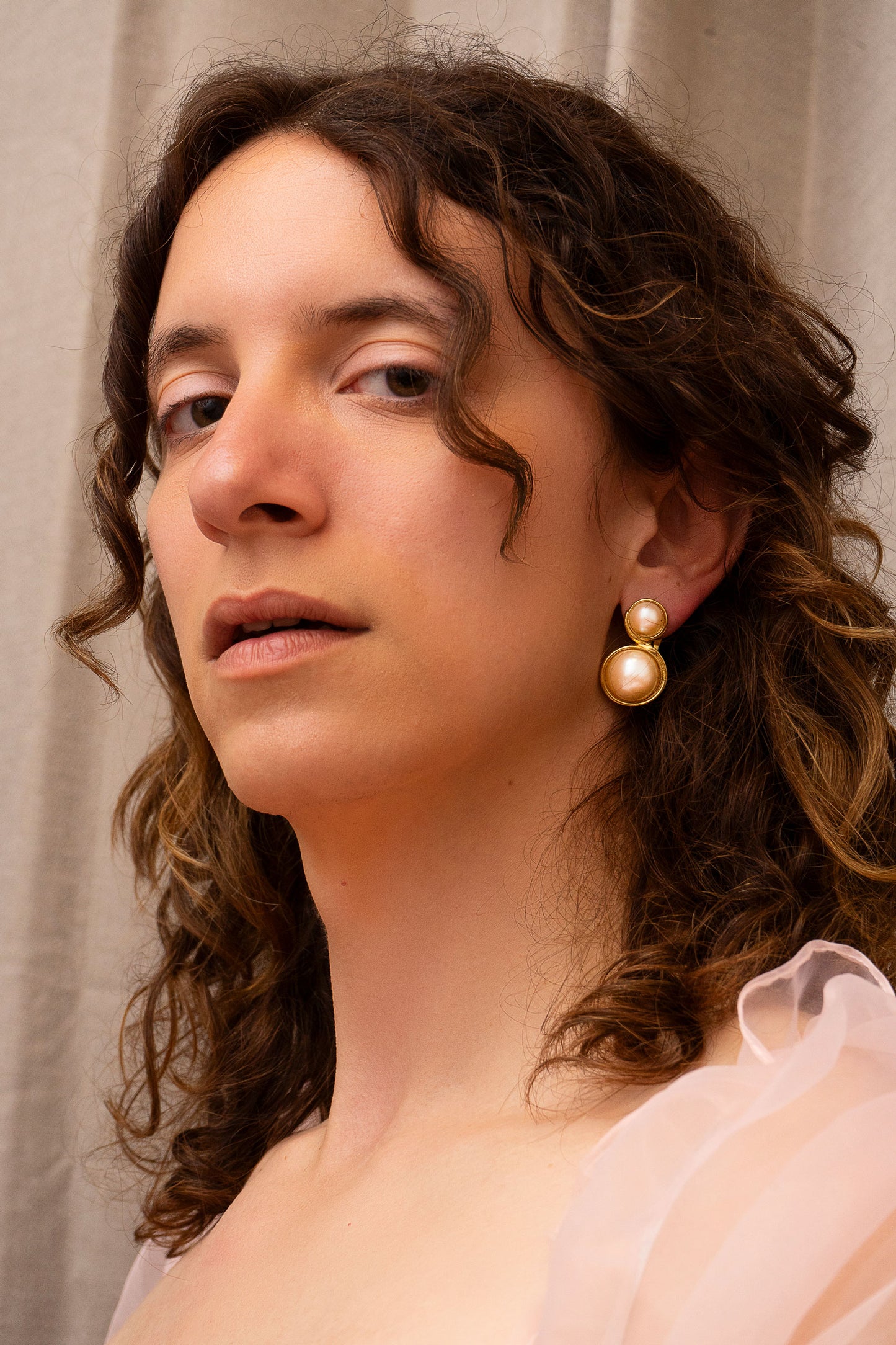 Mother of Pearl Gold Clip On Earrings