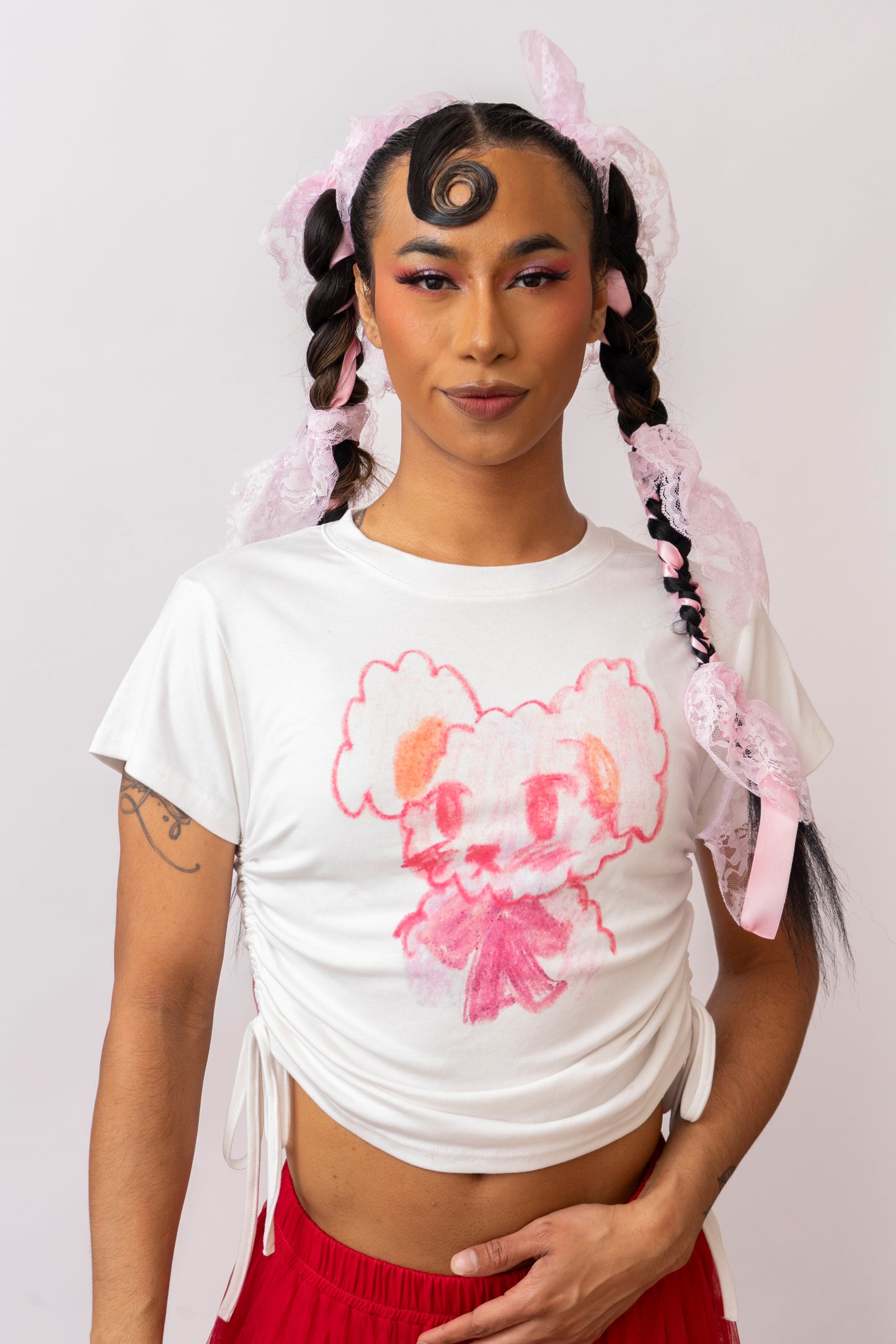 The White Hare Drawstring Semi-Cropped Top