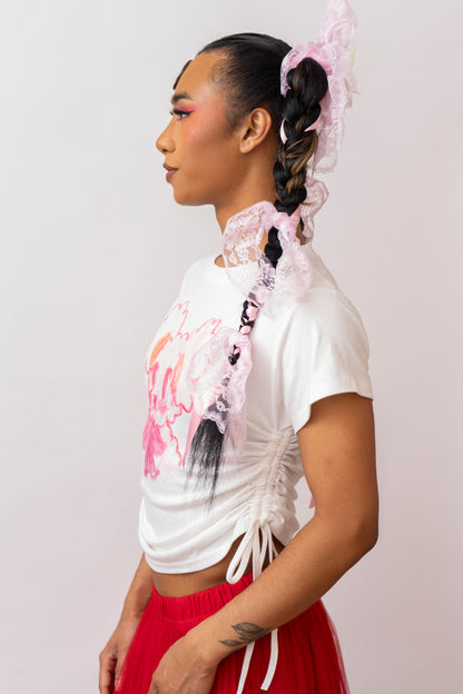 The White Hare Drawstring Semi-Cropped Top