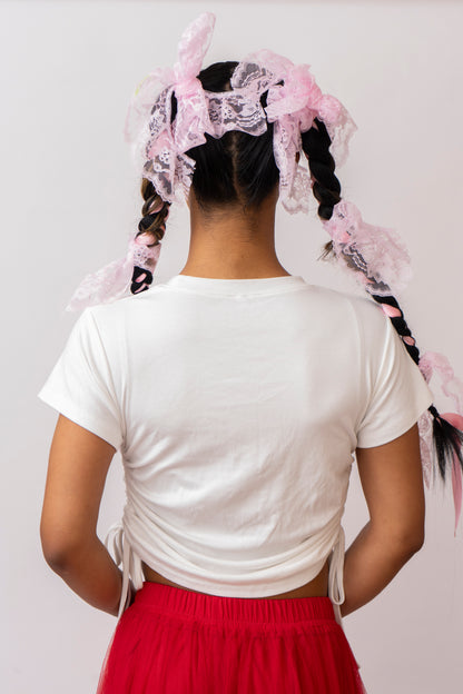 The White Hare Drawstring Semi-Cropped Top