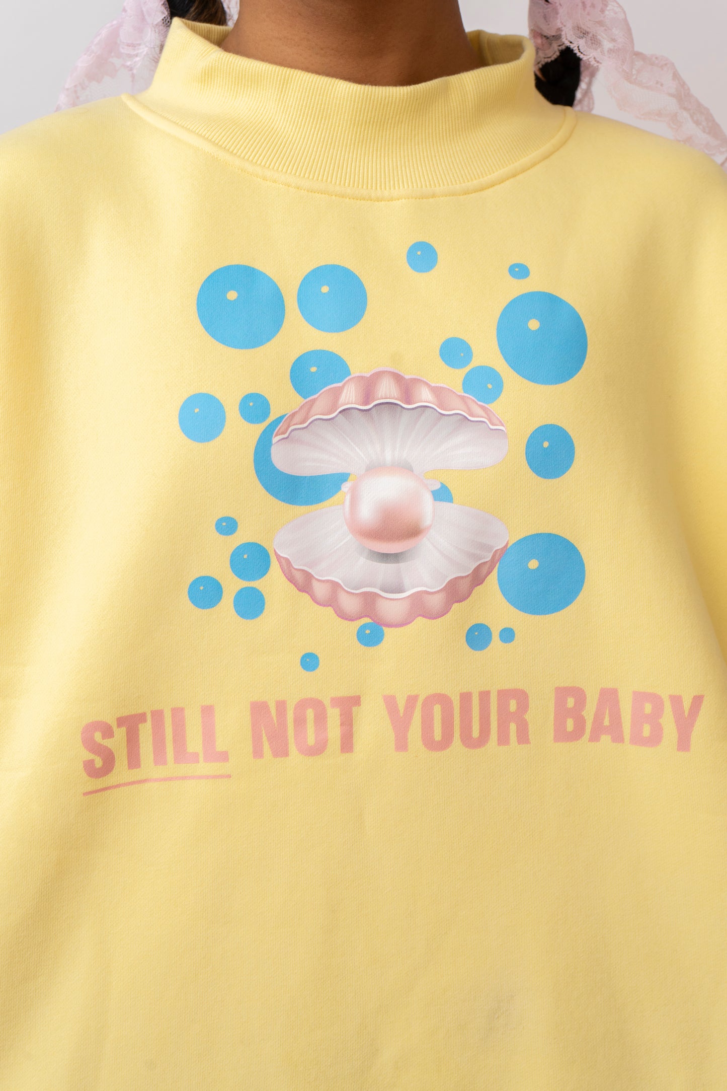Still Not Your Baby Butter Yellow Mock-Neck Crew Sweatshirt