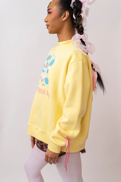Still Not Your Baby Butter Yellow Mock-Neck Crew Sweatshirt