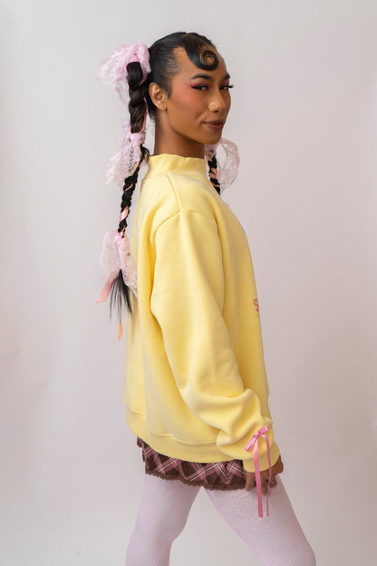 Still Not Your Baby Butter Yellow Mock-Neck Crew Sweatshirt