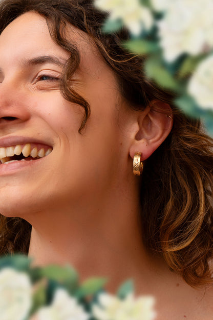 Morning Glory Gold Hoop Clip On Earrings