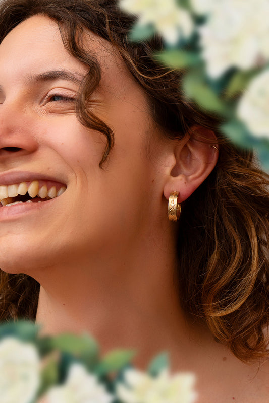 Morning Glory Gold Hoop Clip On Earrings