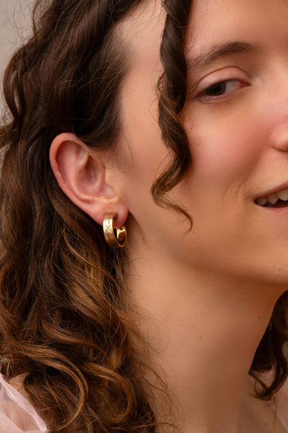 Morning Glory Gold Hoop Clip On Earrings