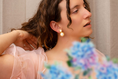Mother of Pearl Gold Clip On Earrings