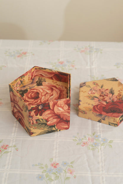 Floral Three Tier Hexagonal Jewelry Box