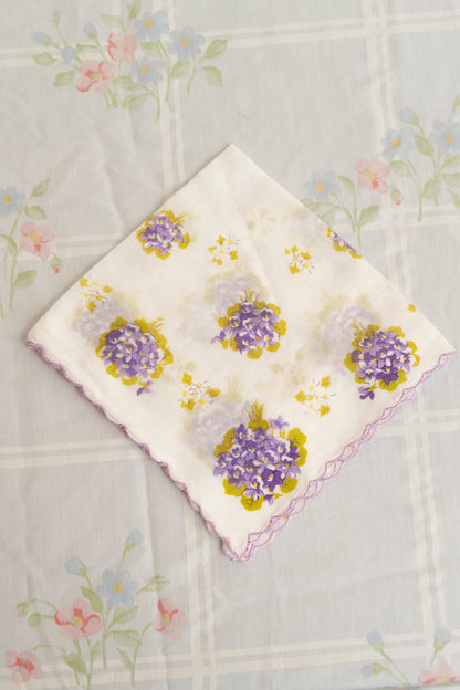 Vintage Purple Floral Handkerchief