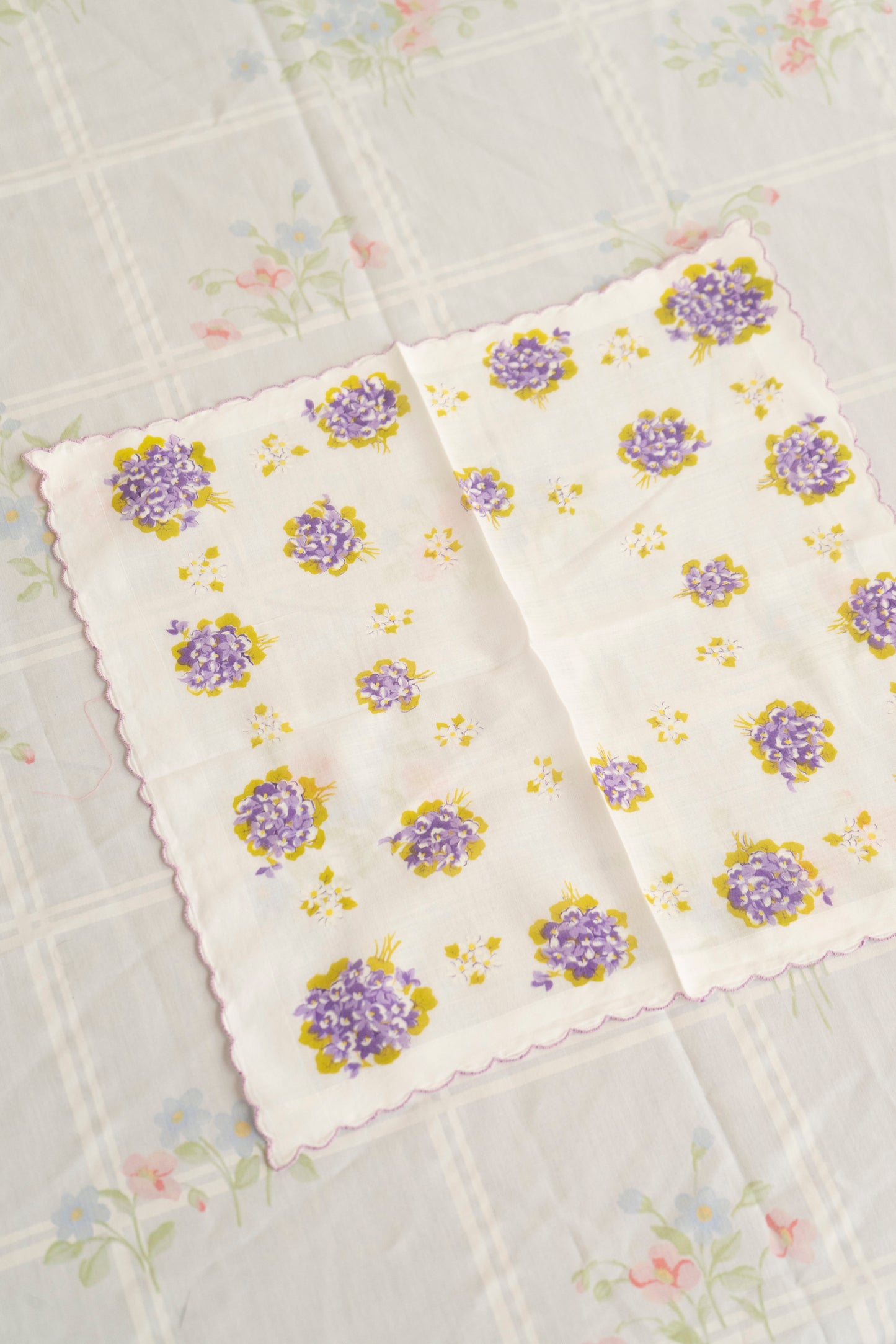 Vintage Purple Floral Handkerchief