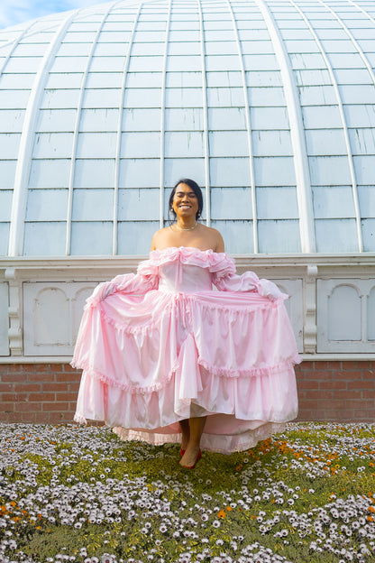 pink after 5 dress Pink Floral Prom Dresses, Off The Shoulder Evening Gown, Tulle Long Prom Dress fg4679