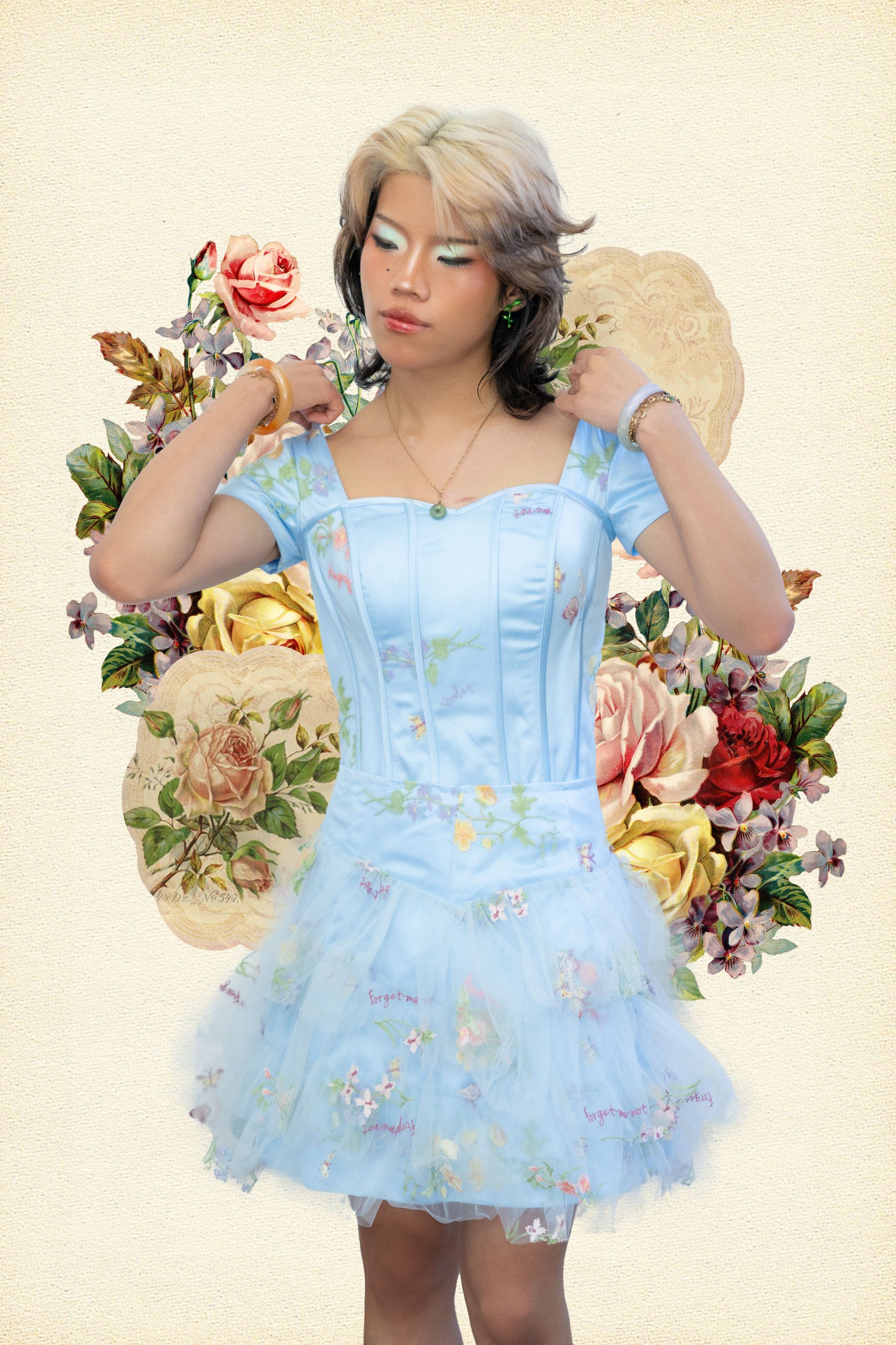 Under The Flower Soft Bone Sleeved Corset and Skirt Set (Freddie x And Our Label)
